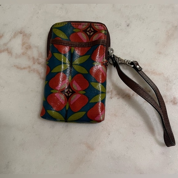 Fossil Key-Per Floral Coated Canvas Wristlet Wallet Top Zip - Picture 3 of 6